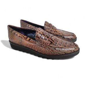 Donald J Pliner Sport Croc Embossed Italian Leather Loafers